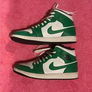 Jordan Green and White High-Top Sneakers